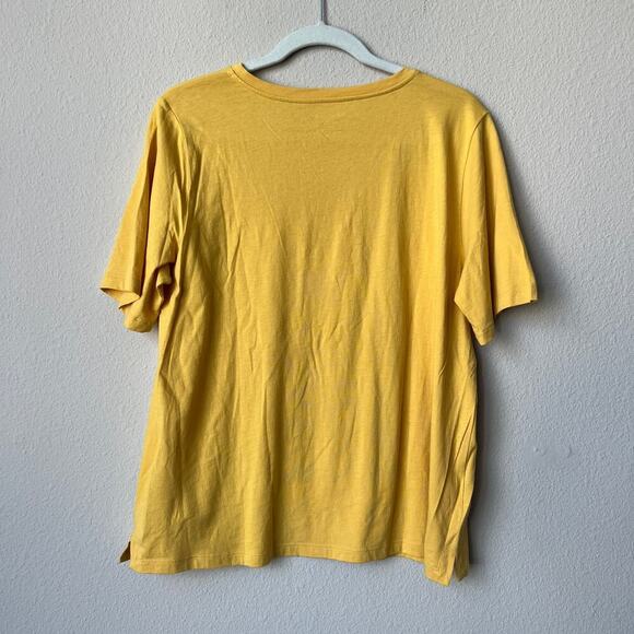Eileen Fisher Yellow Organic Cotton Jersey Crew Neck Tee Size Medium - Picture 3 of 5